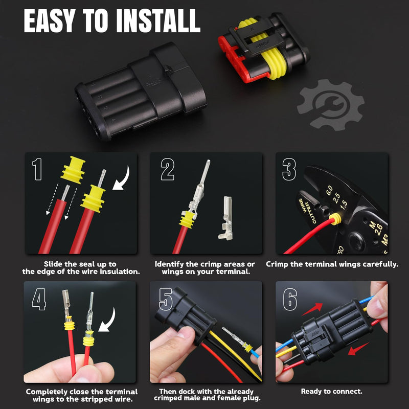 TMH 336 Pcs 1/2/3/4/5/6 Pin Electrical Connector Kit 22-16 AWG, Automotive Electrical Wire Terminal Connectors Male&Female Pin Automotive for Car Truck Motorcycle Marine Boat 1/2/3/4/5/6 Pin (336 Pcs)