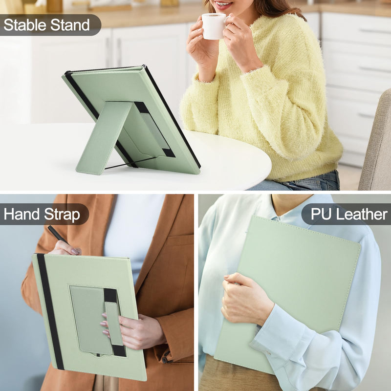 Caweet Stand Case for Remarkable Paper Pure 10.3" 2026, Green | Foldable Kickstand PU Leather Hard Back Shell Auto Sleep/Wake Cover with Pen Holder and Hand Strap