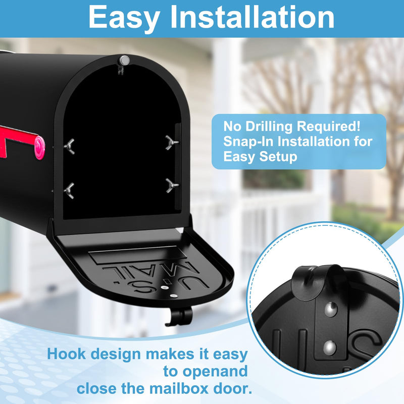 Moxweyeni 6 1/4 Inch by 8 Inch Mailbox Door Replacement – Black Metal Snap-in Door – Mailbox Cover with Magnetic Closure – Durable Mail Box Repair Kit for Brick Mail Box Rusted Standard