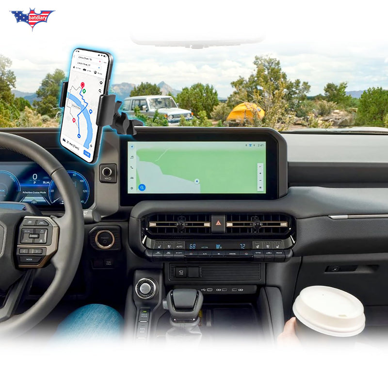 Land Cruiser 250 Phone Mount for Toyota Land Cruiser 250 2024-2025 Accessories|Aluminum Telescopic Phone Holder|Thick Case Friendly Car Mount for iPhone 16/15 Pro Max, Galaxy S24