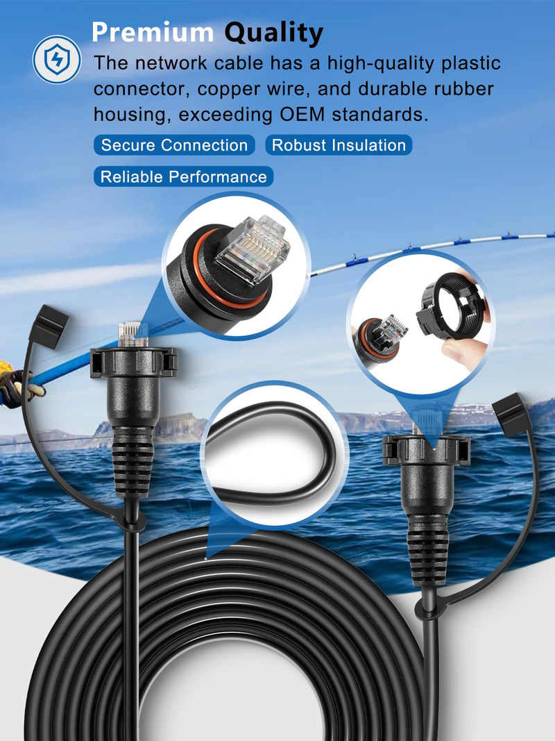 010-10550-00 Marine Network Cable,GMS 10 Cable 25 Feet with Split Connector and Waterproof Cap for Marine RJ45 Compatible with Garmin Navigation Screen Devices 25-Feet