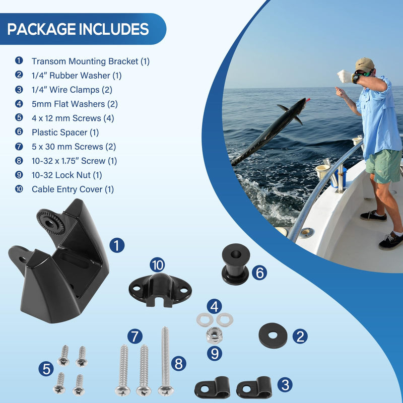 K00-00118-01 Transducer Bracket Transom Mount Kit Replacement for Garmin XDCR 200/50 kHz Dual Frequency Transducer f/010-10272-00