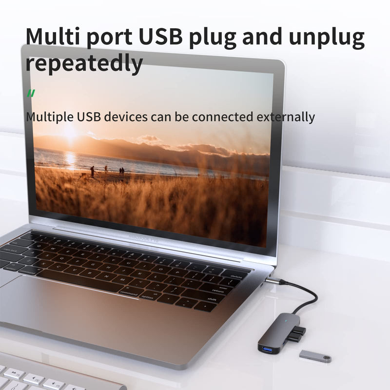 USB-C to USB 3.0 Hub 4-Port by MMOBIEL – 4-in-1 USB-A Splitter Adapter, 5Gbps High-Speed Data Transfer, Compact Aluminum Hub – Compatible with MacBook, iPad Pro, Dell, Samsung, USB-C Laptops & Tablets USB-C to 4-Port USB-A Hub