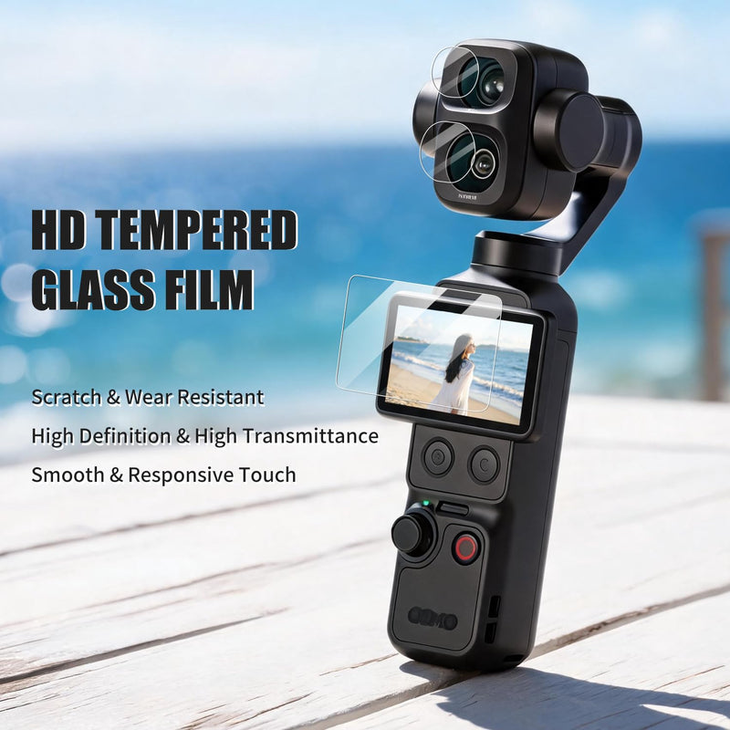 Soft Silicone Protective Case for DJI Osmo Pocket 4P Black | Separate coverage for the lens area, body, screen section, and 1/4-inch threaded handle; charging access stays open.