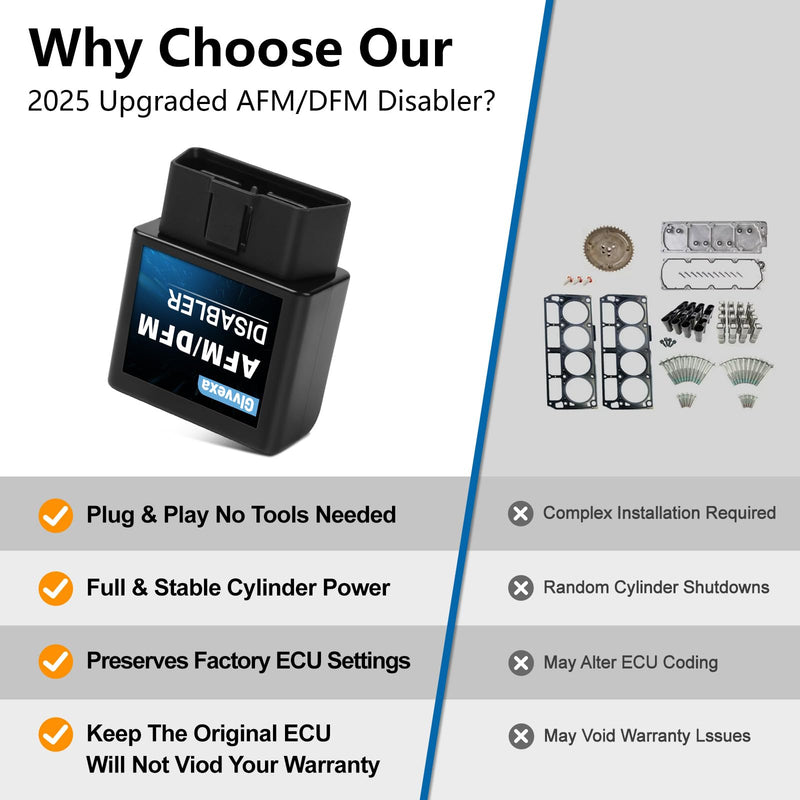 AFM Disabler 5.3 Silverado 1500 2010-2018, AFM/DFM Delete Device for Chevy GMC 4.3L 5.3L 6.0L 6.2L V6 V8, Active Fuel Management Disabler (Fits Sierra Yukon Tahoe Escalade etc) - Plug & Play