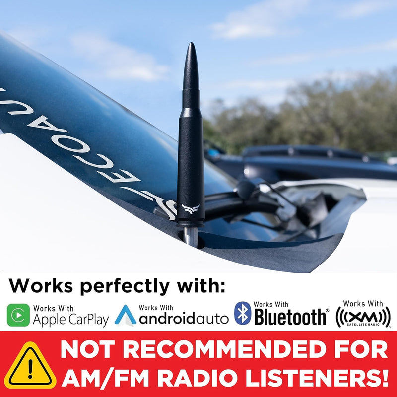EcoAuto Badass 50 Cal Bullet Antenna Replacement Fits All Chevy & GMC Truck Model Years - Car Antenna Replacement - Military Grade Aluminum - Anti Chip & Anti Theft Design (Matte Black)