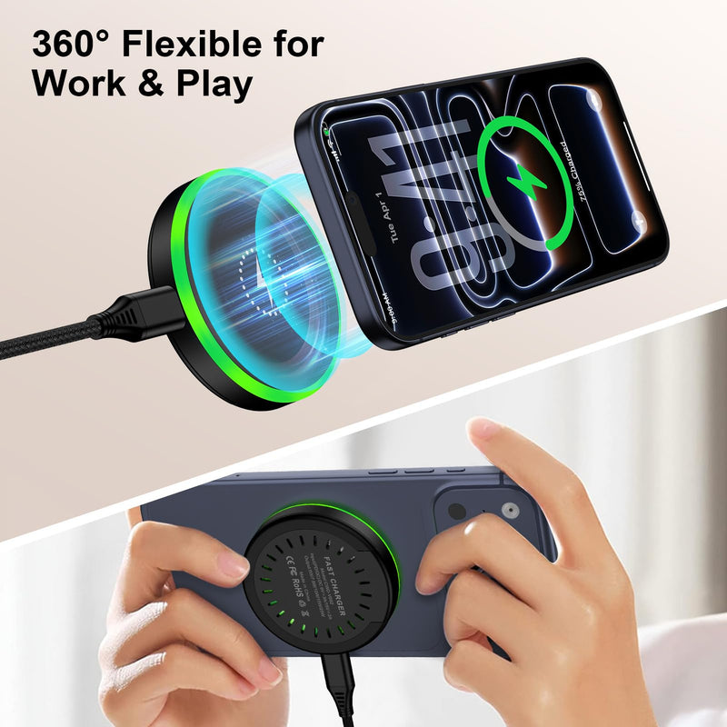 25W Magnetic Wireless Charger Pad for Samsung Galaxy S26 Ultra S26+ S26 S25 Ultra S24 FE S23,MagSafe Charger Station Magnet Wireless Super Fast Charging for iPhone 17 Pro Max 16,Google Pixel 10 Pro XL Black