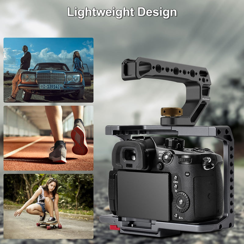 Top Handle with 3/8"-16 Locating Pins, Universal Camera Handgrip with 5 Cold Shoe Mount for Microphone, LED Light, Monitor, 1/4", 3/8" Threaded Holes with Locating Pins for ARRI Grip w 3/8"-16 Locating Pins