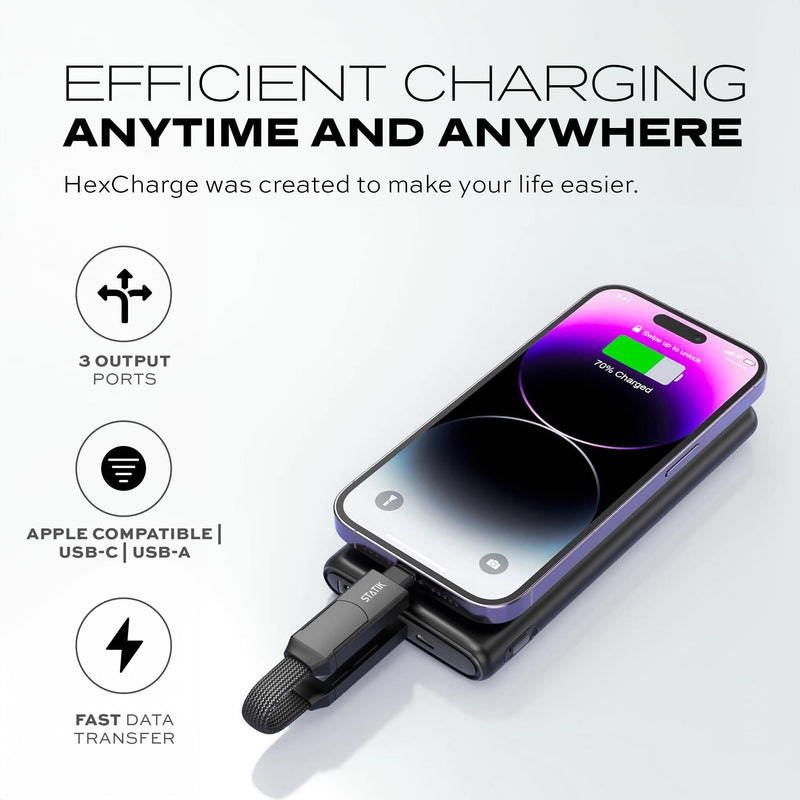 Statik HexCharge Keychain Charger Cable - Portable 4 in 1 Charging Cable Key Ring, 60W Fast Charging, Universal Multi Charging, Compatible with iPhone, USB C, and USB A - 2-Pack 2 Pack