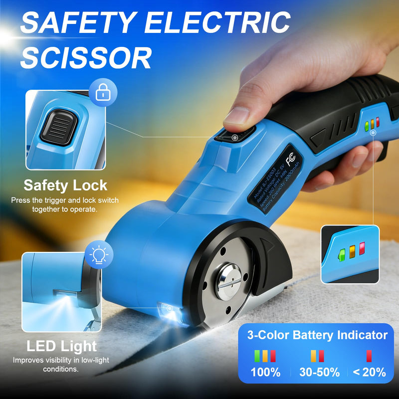 Cordless Electric Scissors, Cardboard Cutter 5V 2000mAh Rechargeable Electric Box Cutter, Cardboard Cutter Electric for Paper, Fabric, Carpet Wait
