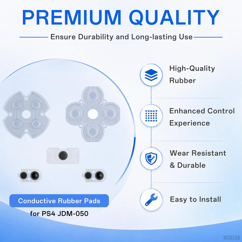 WCDZSU Conductive Rubber Pad Replacement for PS4 JDM-050 JDM-055 Controller | Silicone Button Contact Adhesive Rubber Pads Repair Part for DualShock D-Pad and ABXY Buttons Restoration with Tool Kit