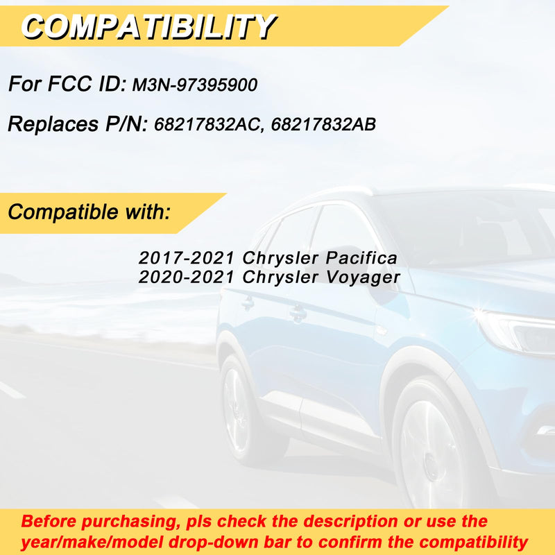 Vurkcy Key Fob Replacement for 2017-2021 Chrysler Pacifica/Voyager Car Keyless Entry Remote Control, M3N-97395900 68217832, 7 Btn