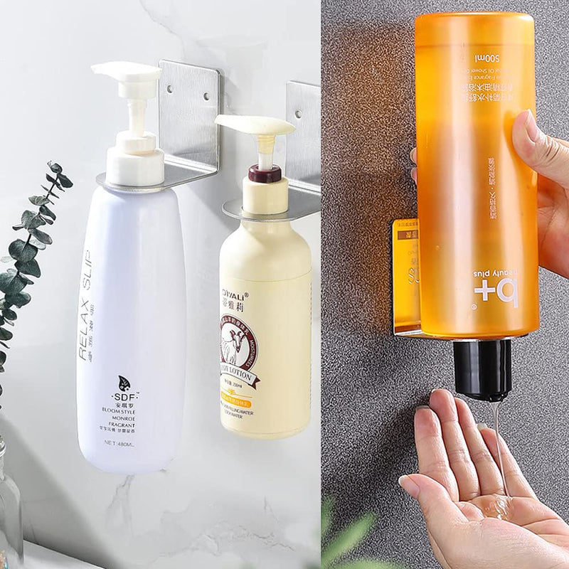 BiJun Soap Dispenser Wall Mount, 4pc Shampoo Dispenser for Shower Hole of 1.06in Kitchen Soap Dispenser Pump Black Hanger Lotion Container for Kitchen Bathroom (1.06in, Black)
