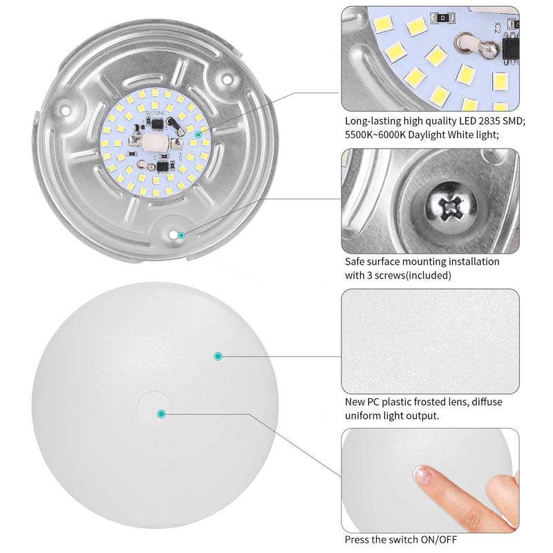2 Pack RV LED Ceiling Puck Light RV Boat Interior Light DC 12V Surface Mount Ceiling Dome Light, 4.5W Panel Downlight for Camper Van Travel Trailer Motorhome(Cool White) 2 Pack/Cool White