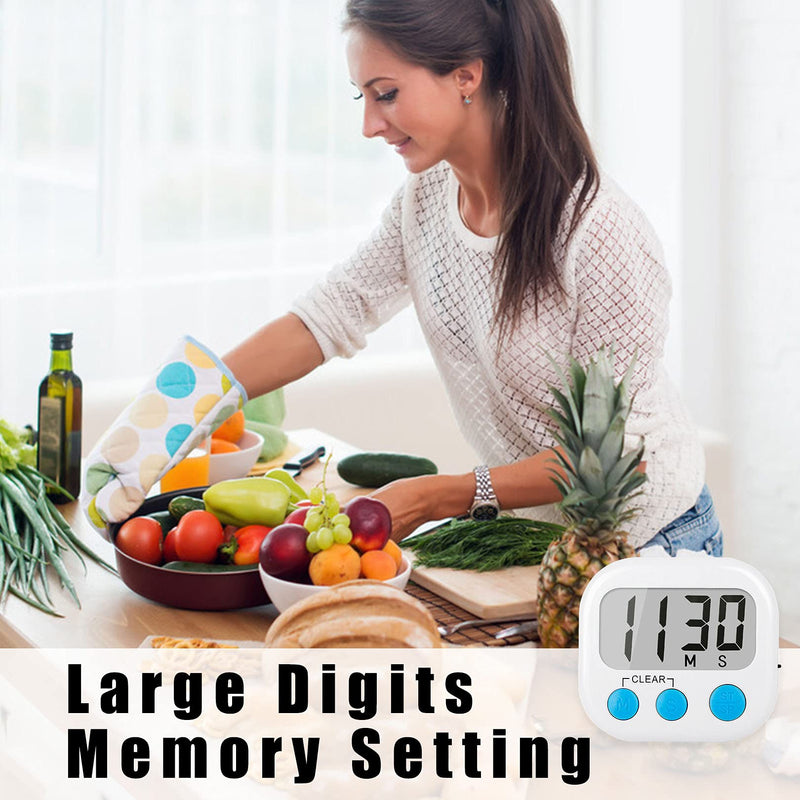 12 Pack Digital Kitchen Timers for Cooking Magnetic Timer for Cooking Loud Alarm White 6