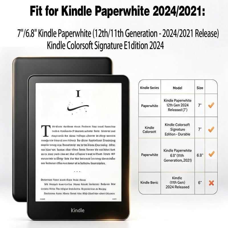 for 7" Kindle Paperwhite 12th Generation Case(2024)&6.8" Kindle Paperwhite 11th (2021) and Kindle Colorsoft Signature Edition,Include Foldable Stand and Hand Strap,Soft Silicone Cover,Purple Purple
