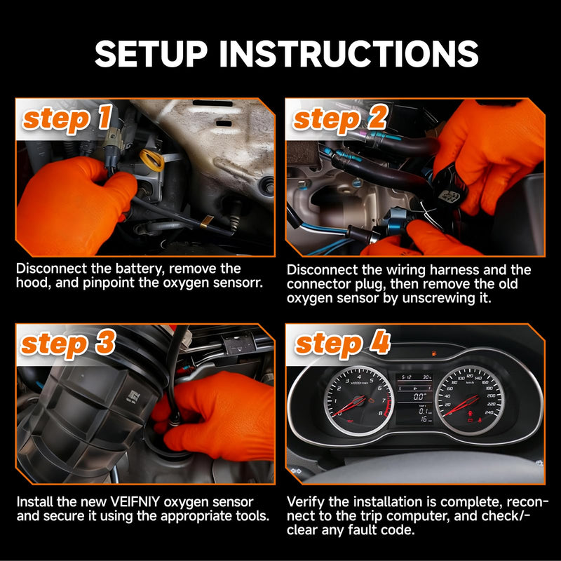 " VEIFNIY Upstream & Downstream Oxygen Sensor Set|Direct Replacement for OE 234-4587| Compatible with Chrysler, for Dodge, for Jeep V6 2.7L-4.0L & V8 4.7L-6.1L 2001-2010 Models-INCLUDES GLOVES "
