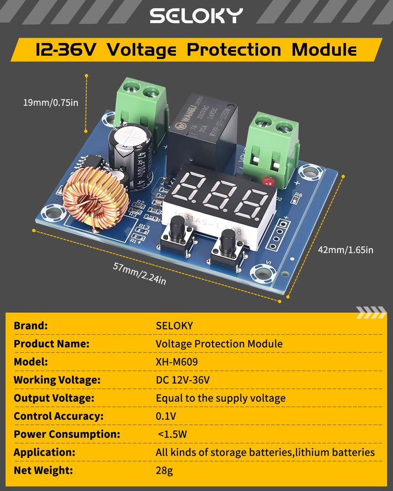 8PCS 12V-36V DC Voltage Protection Module Digital Low Voltage Protector Disconnect Switch Over Discharge Protection Module 8PCS