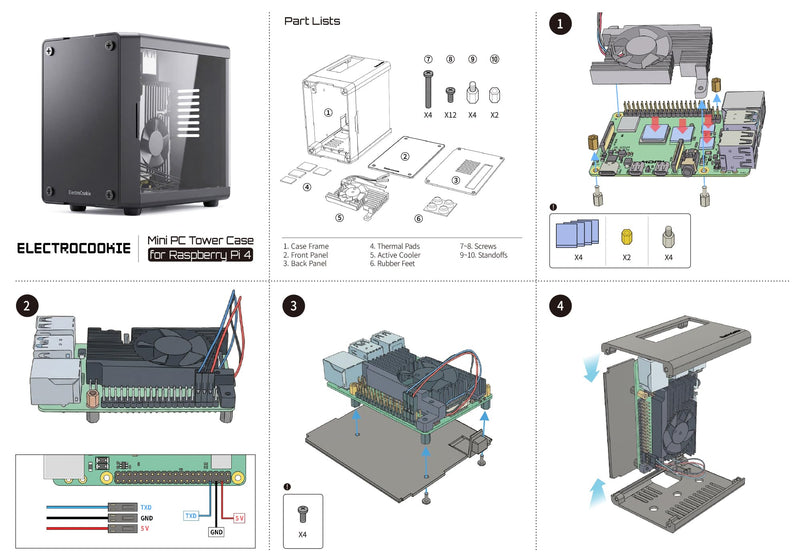 Mini Tower Case for Raspberry Pi 4 with PWM Fan and Side GPIO Access Door