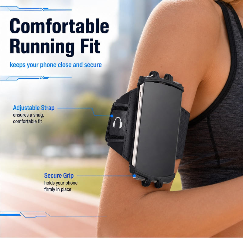 Phone Holder for Running,Armband 360°Rotatable Phone Arm Bands for Running,Phone Holder with Storage for iPhone 17 16 15 14 13 Pro Max Plus for Workout Exercising Walking Jogging