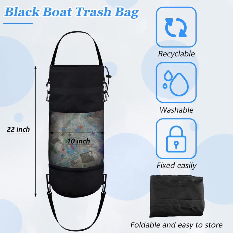 Gersoniel Portable Boat Trash Bags Boat Accessories Container Outdoor Medium Hoop Mesh Trash Bags Reusable Garbage Container Cabin Storage for Men Women Adults Kayak Camper Fishing Black Classic Style