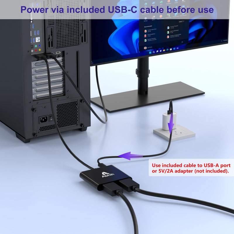 DisplayPort to Dual DisplayPort Adapter, DisplayPort Splitter 1 in 2 out | DP 1.4 MST Hub, DP Splitter for Dual Monitors SST/MST Extended Display, for PC/Laptop/Desktop Graphics Card with NVIDIA AMD