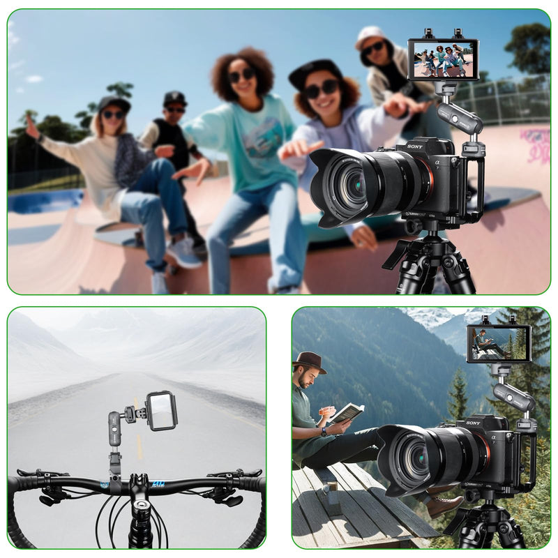 FANAUE Mini Articulating Arm Mount Camera Accessories Compatible with 1/4"-20 to 1/4"-20 Connectors (with Locating Pins) Aluminum-Built Arm Offers Flexibility Connectors