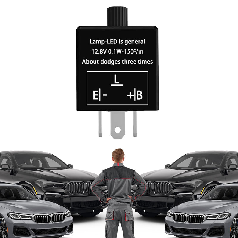 Flasher Relay for LED Turn Signal CF14 LED Flasher Relay 3-Pin 12V LED Electronic Turn Signal Flash Plugin Flasher for Lights Fix Hazard Warn Hyper Blink Flash CF-14 EP35(Adjustable) CF14 Adjustable