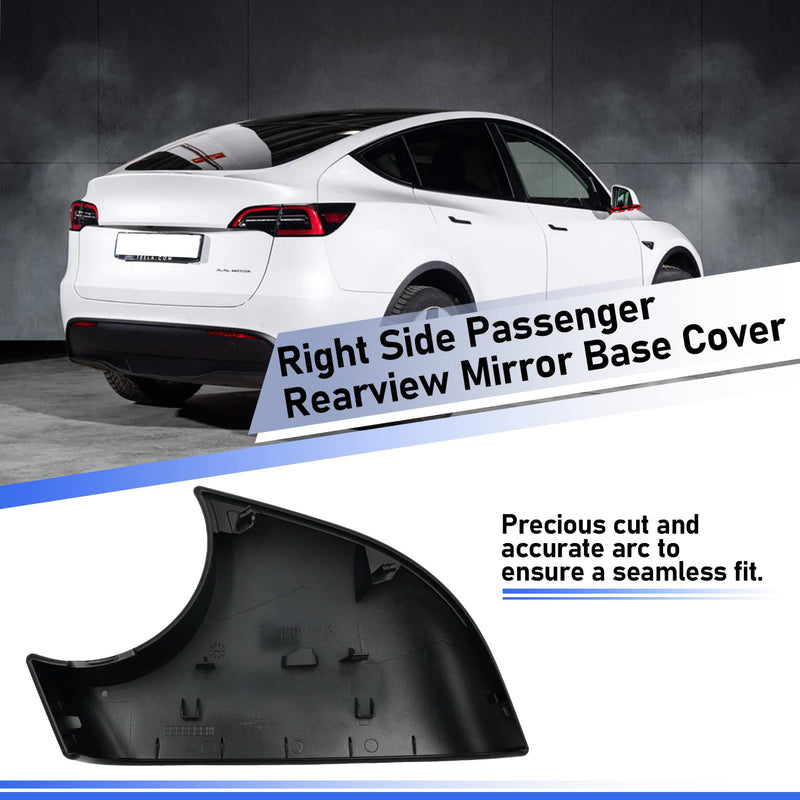 Jaronx Compatible with Tesla Model Y Mirror Bottom Cover 2018-2024, Right Passenger Rearview Mirror Lower Base Cover, Side Mirror Base Cover Replacement for Tesla Model Y Wing Mirror Repair(Right) Right Side Black