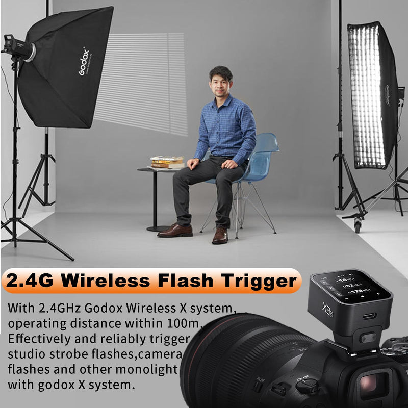 Godox X3-C X3C TTL Wireless Flash Trigger with Touch Screen,Compatible for Canon Camera Flash Transmitter for Studio Photography,TCM Function,Quick Charge Flash Trigger with 3.7V/850mAh Battery