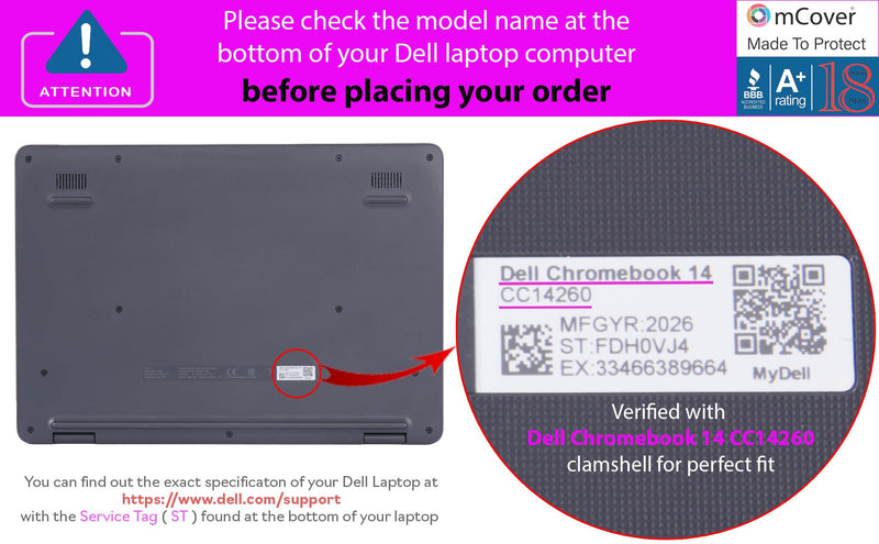 mCover Case ONLY Compatible with 2026+ 14-inch Dell Chromebook 14 CC14260 Clamshell Laptop (Without 360 ° Hinge, NOT Fitting Any Other Dell Models)- Green