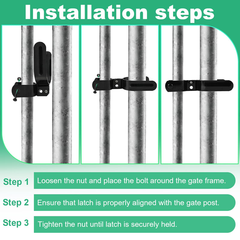 Heavy Duty Fork Latch (Bolt-in),1-5/8" x 2-7/8", Pressed Steel - Powder Coated, Fence Gate Latch with Hole for Padlock(Black, 1-5/8" x 2-7/8") 1-5/8" x 2-7/8" Black