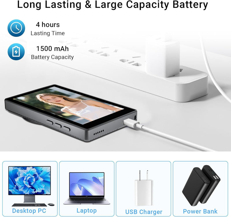 Magnetic Phone Selfie Monitor for iPhone 16 15 14 13 12, Wireless Screen Back Camera Monitor with Shutter & Zoom & Front/Rear Camera Switch for Vlog Photo Live Stream