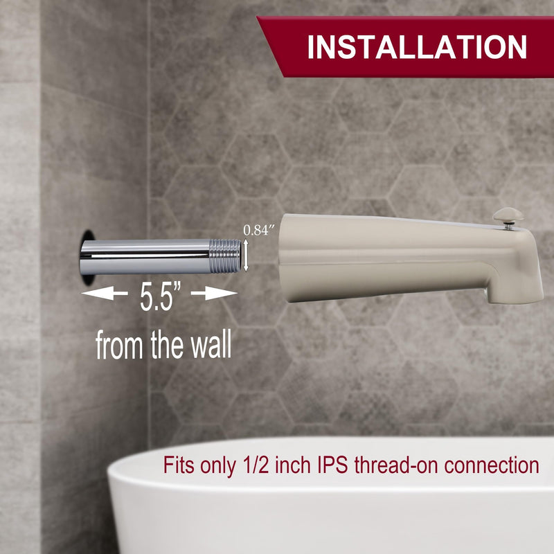 Westbrass 7" Diverter Tub Spout, Satin Nickel, E507D-1F-07
