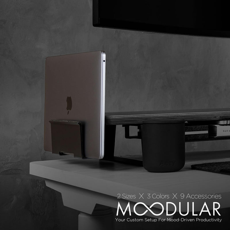 Moodular Add-ons Vertical Laptop Tray [Accessory Only - Requires Moodular Wooden Monitor Stand Slide Rails for Use] Black MSA-VLT 09 Add-on Vertical Laptop Tray