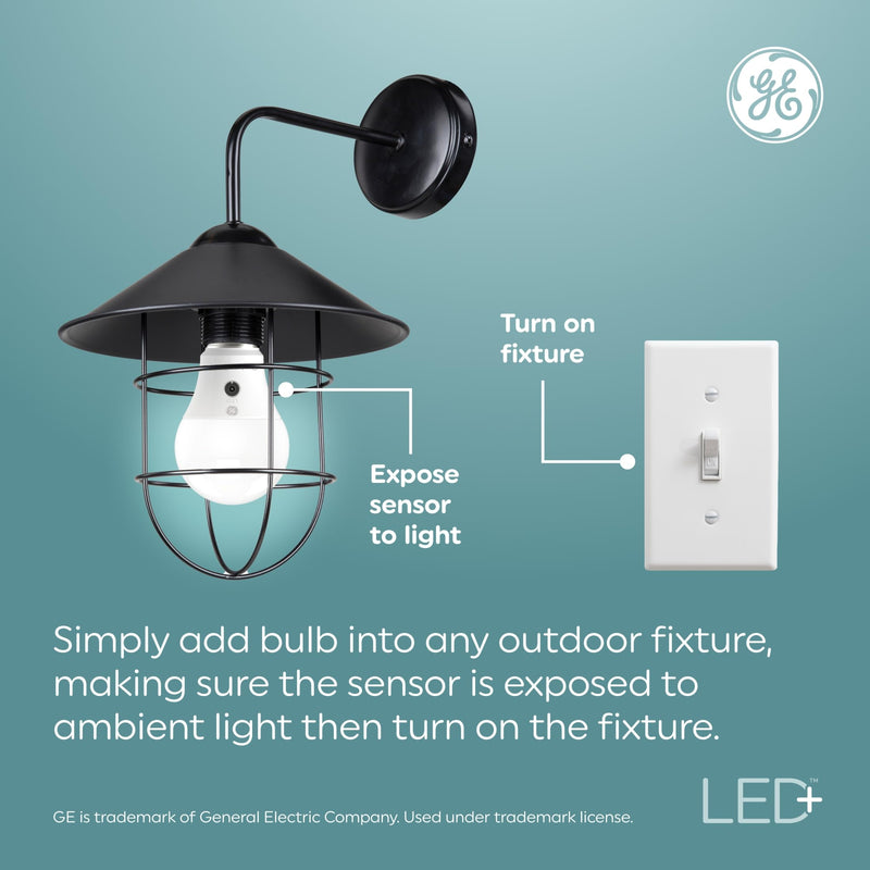 GE LED+ Dusk to Dawn A21 LED Light Bulb, Automatic On/Off Outdoor Light, 13W, Daylight (3 Pack) 3 Bulbs