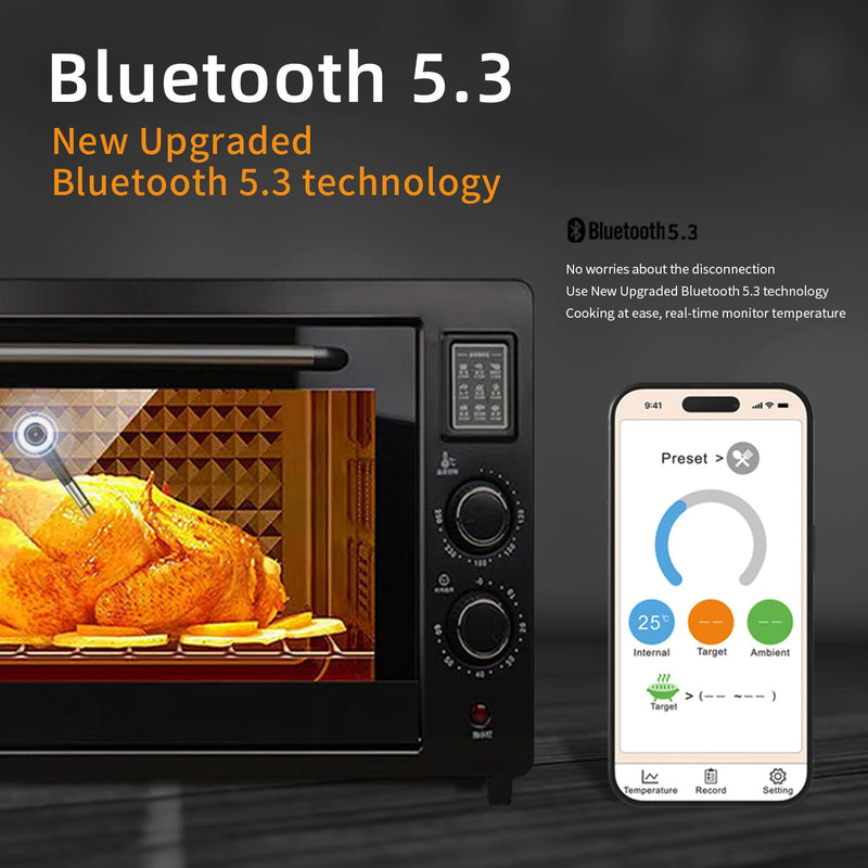 Wireless Bluetooth Meat Thermometer for Grill, Smoker, BBQ, Oven – 820ft Range, Digital Instant Read Cooking Probe for Steak, Turkey – Smart App Control, High Accuracy, Single Probe