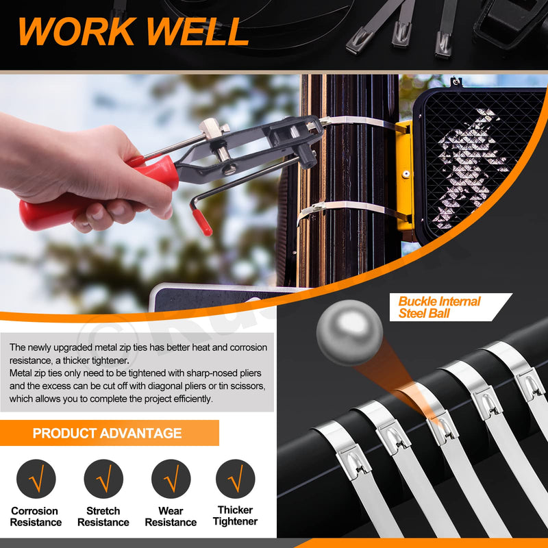 37Pcs 4" 8" 14" Automotive CV Joint Boot Clamp Pliers with 304 Stainless Steel CV Joint Boot Band Clamps Adjustable Assortment Kit Axle Clamp Tool for Auto, ATV