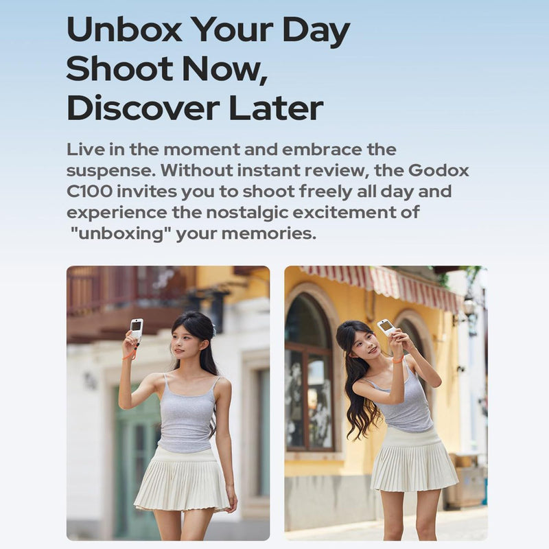 Godox C100 Transparent Viewfinder Pocket Camera | 65g Ultra Light, 4 Aspect Ratios, OTG Transfer, Max With 32GB TF card storage, Great for Film Photography & Street Vlog