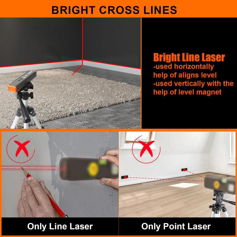 Portable Laser Level with Magnetic -Multipurpose 15Ft Cross Leveling Line,Mini Torpedo Level for Hanging Picture Wall Writing Home Renovation Red line
