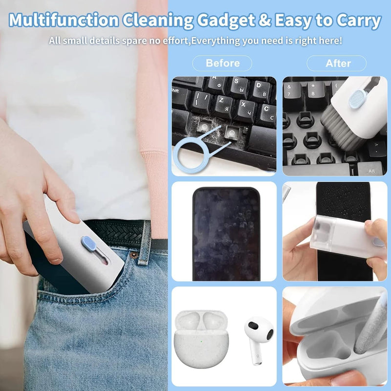 7-in-1 Electronic Cleaner Kit,Keyboard Cleaner,Laptop Cleaner Kit for Monitor, Cell Phone, Headset, Laptop Camera Lens (Blue) Blue