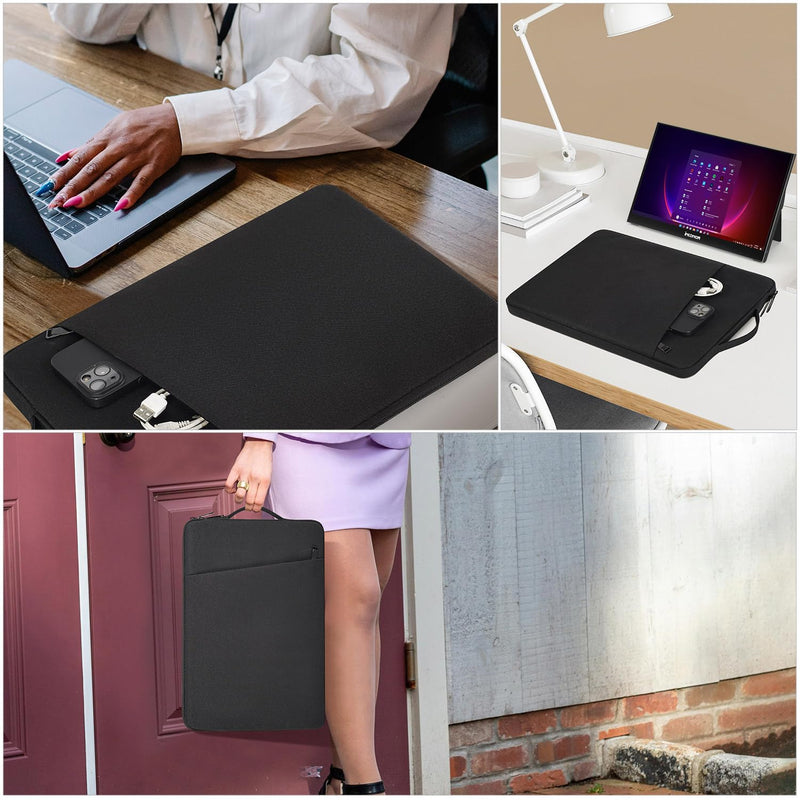  [AUSTRALIA] - Portable Monitor Case 15.6 Inch, Protective Carrying Sleeve for MNN ForHelp KYY ARZOPA InnoView VILVA COOLHOOD ViewSonic HotYeah UPERFECT KOORUI QQH Zenscreen 15.6" Portable Monitor Computer Bag,Black Black