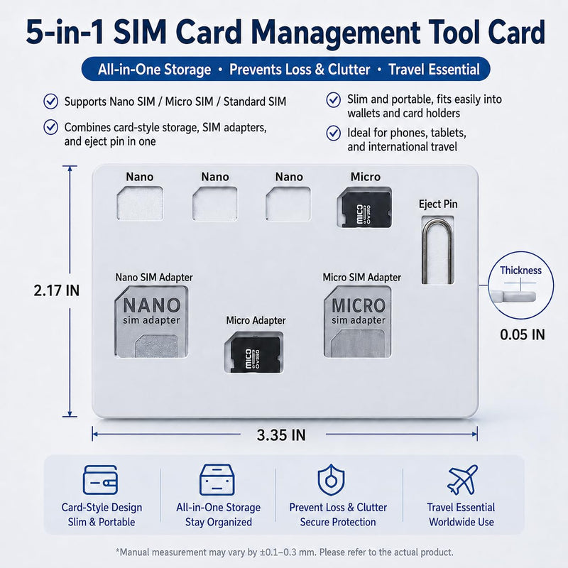 SIM Card Adapter Set & Nano SIM Card Holder Case with Phone Pin Needle Quality Sim,Converter Set for Nano Micro Sim Card (Style A) Style A