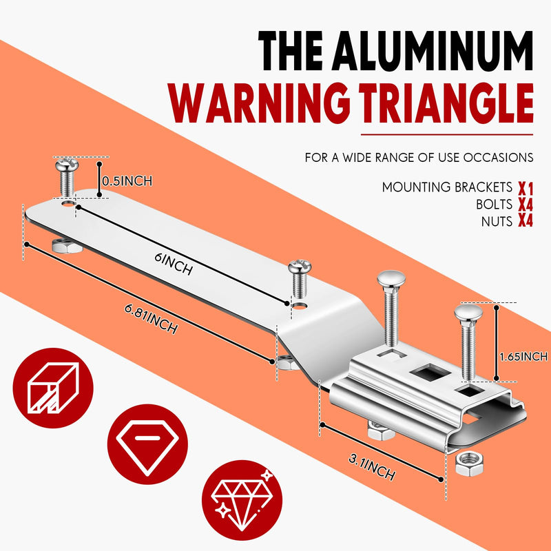 1 Set Slow Moving Vehicle Sign with Mounting Bracket 14 x 16 Inch Slow Moving Vehicle Triangle Sign Aluminum Warning Triangles for Vehicles Golf Cart Tractor Outdoor Accessories 1