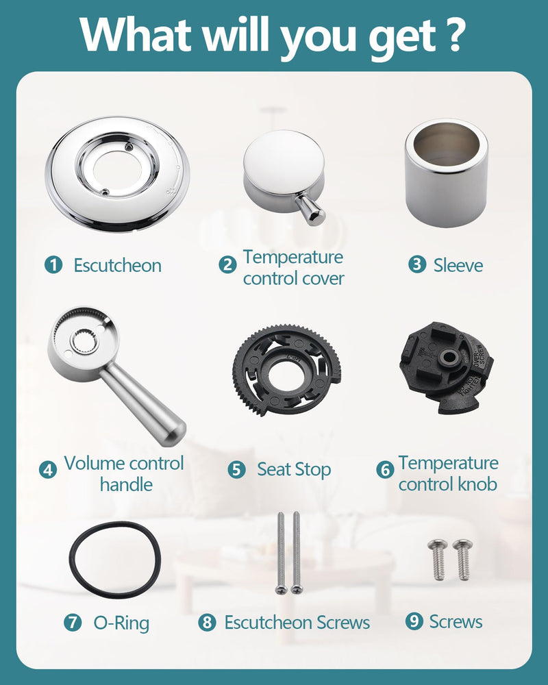 Shower Trim Kit Compatible with Delta 17& 1700 Series, Shower Cover Plate with Handle, Chrome(Valve& Catridge Not Inclued)