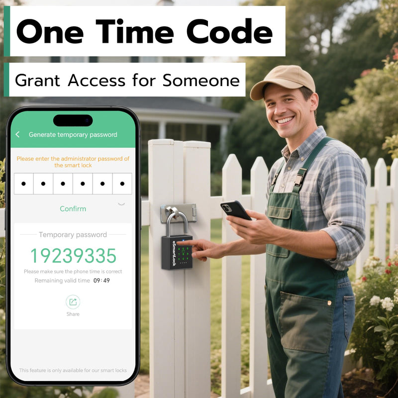 New Smart Padlock with Key, Heavy Duty Combination Padlock, RFID Pad Lock with Codes Bluetooth APP Access, Outdoor Waterproof Electronic Key Lock for Gate Fence Shed Locker Garage Garden Large