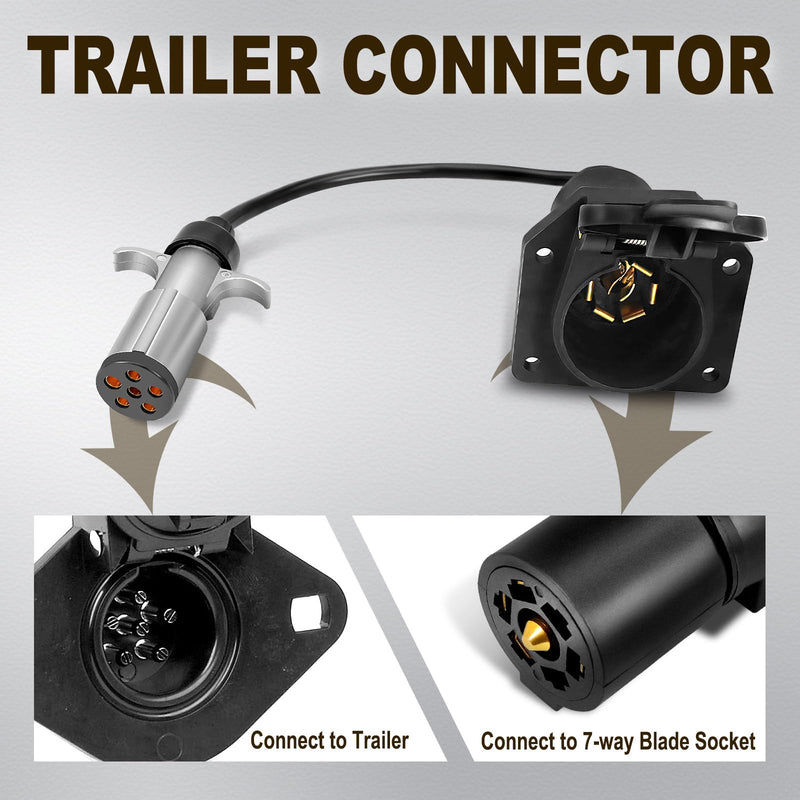 Agrieyes Premium 7 Pin to 6 Pin Trailer Light Adapter, 7 Way to 6 Wire RV Blade Trailer Plug, Trailer Connector for Pickup Truck RV Black-2
