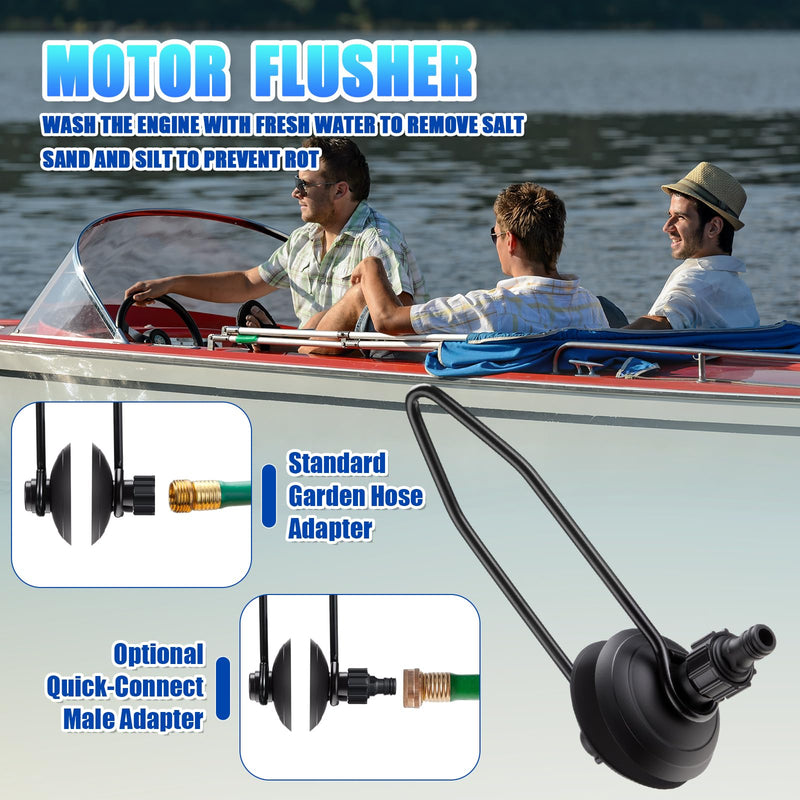 Threlaco 3 Pcs Summer Outboard Motor Flusher, Lower Unit Oil Pump and Fluid Extractor Set Double Sided Boat Ear Muffs Engine Motor Flusher Fluid Pump for Most Marine Outboard Motors Round