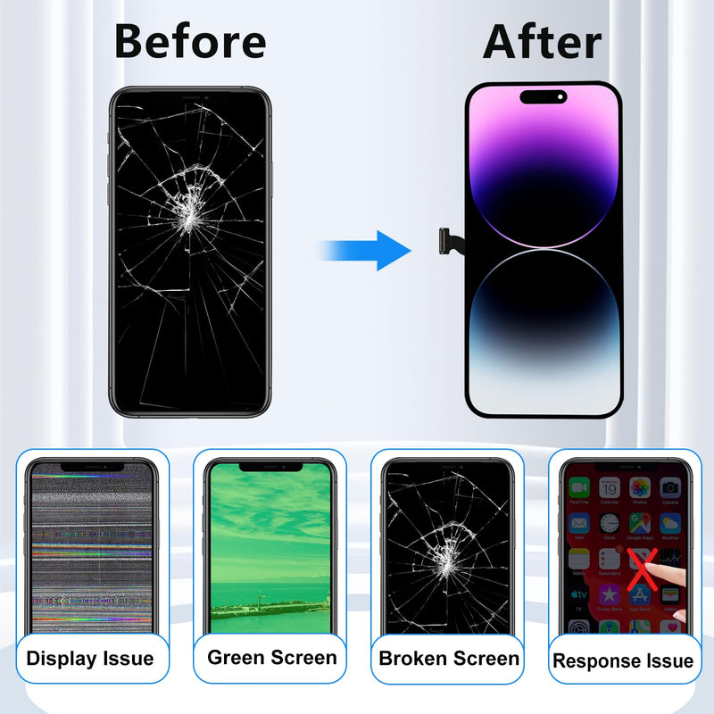MP+ for iPhone 14 Pro Max Screen Replacement,[Face ID] 3D Touch Screen Display Digitizer Assembly with Waterproof Adhesive Tape and Repair Tools Kit | LCD Touch Digitiser,Face ID Compatible,Haptic Touch,Complete Repair Kit