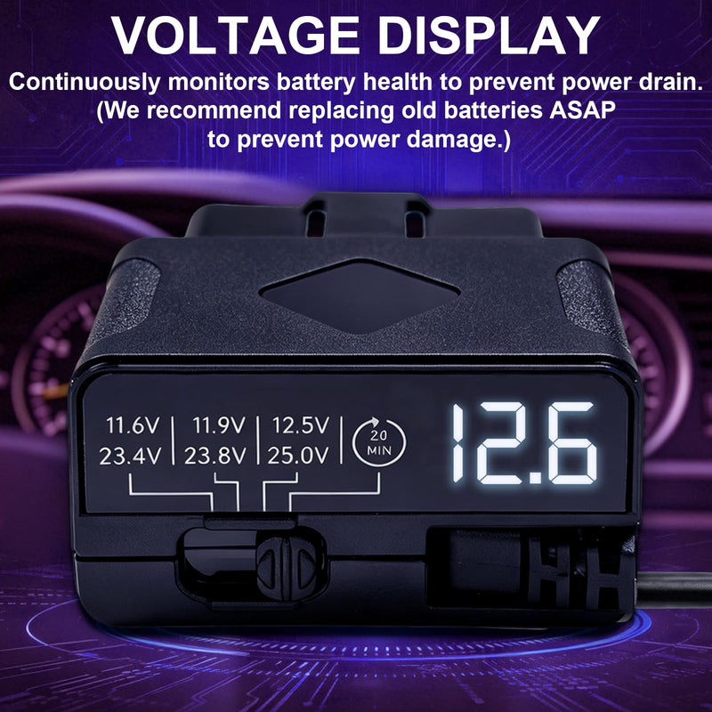 Dash Cam Hardwire Kit, OBD to USB-C Port, 12V-24V to 5V 3A | Plug and Play Adapter with LED Display,Low Volt Protection,Acc Driver Detection Cable for Parking & Continuous Recording